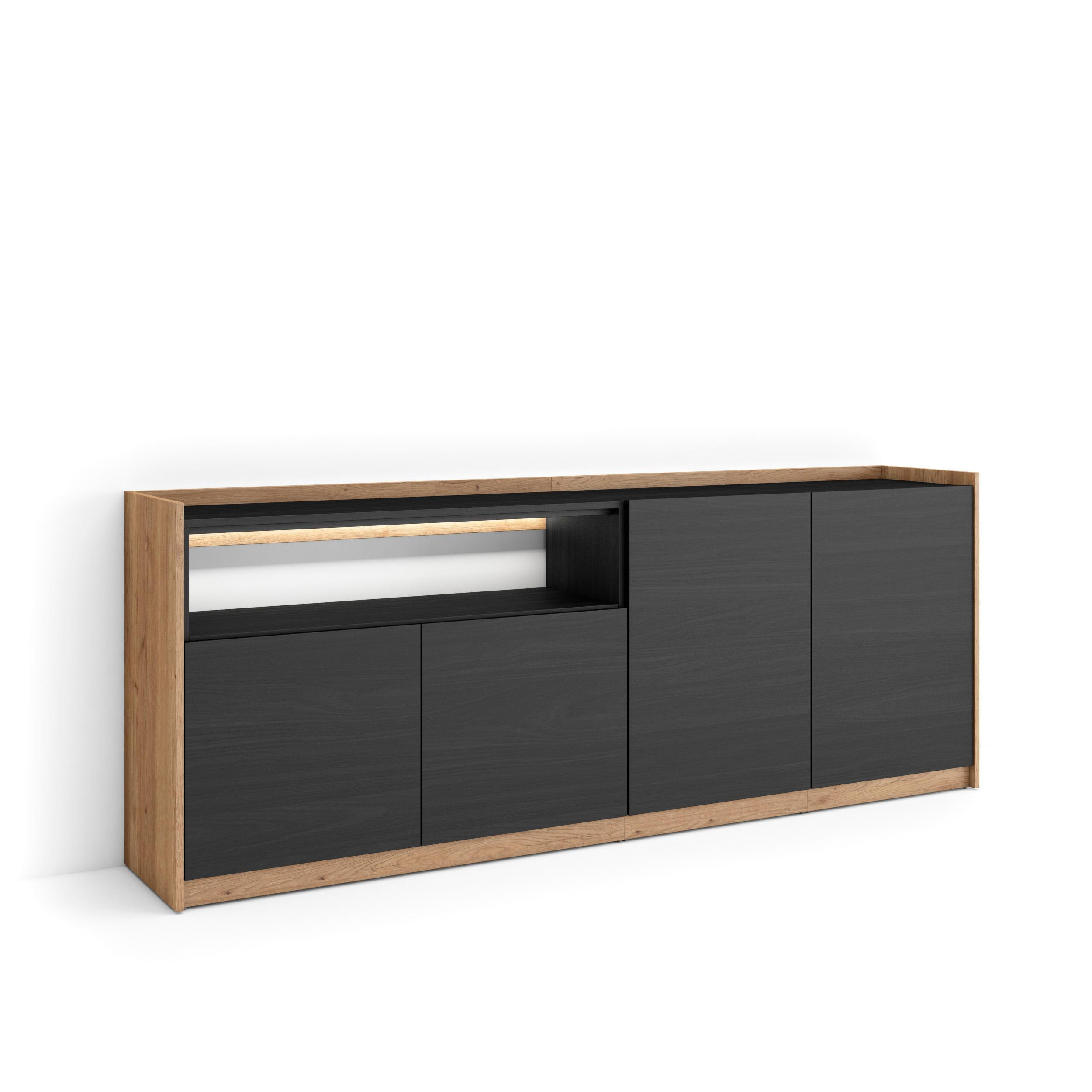 Skraut Home Sideboard, Schwarz 207x80x37 cm