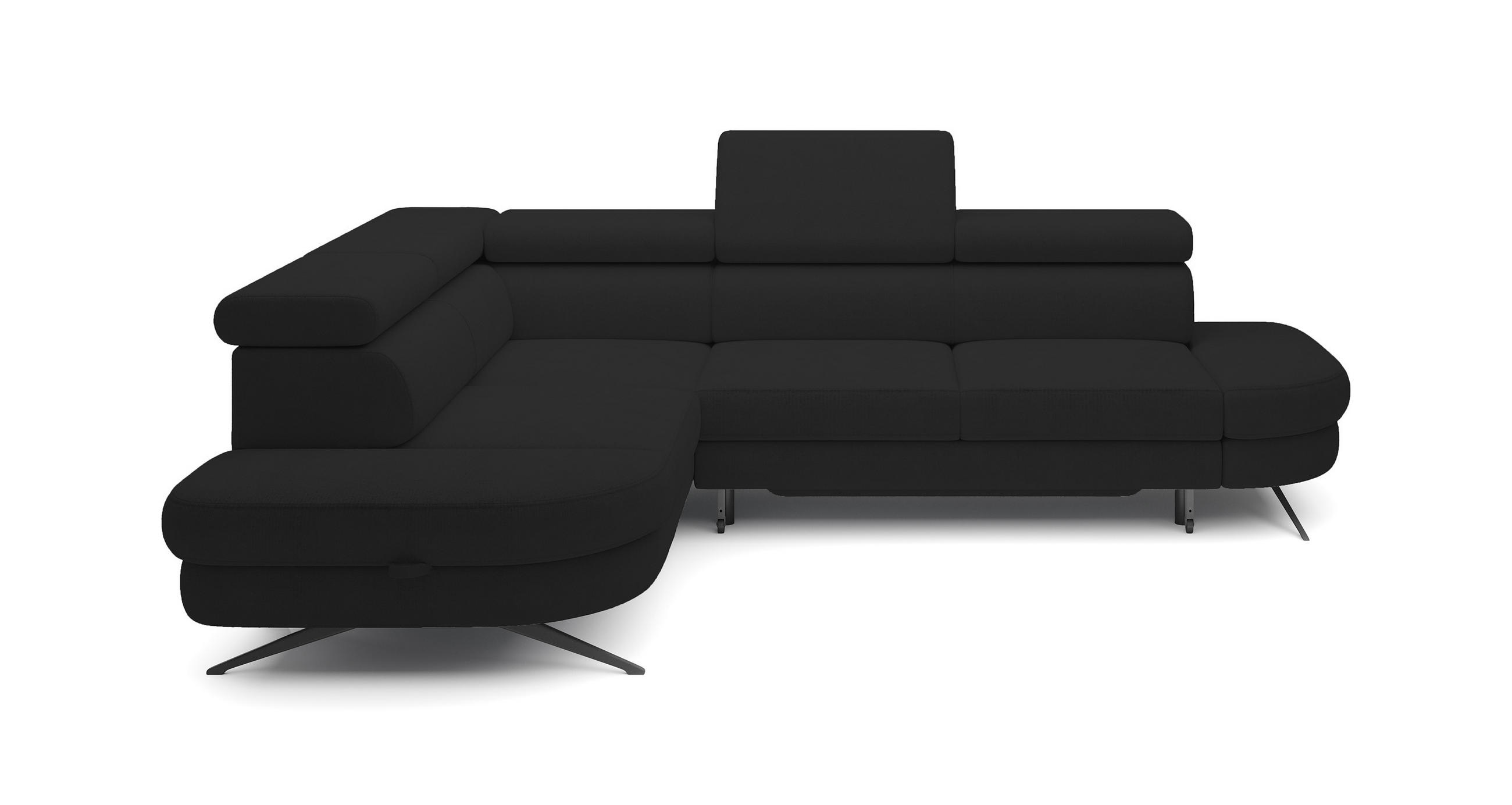 ECKSOFA OTIS L-förm, Schlaffunktion, verstellbare Kopfstützen, in AURORA-Stoff, lose Rückenkissen, freistehend, LINKS 218x276x97 cm Black - Schwarz, Holz/Textil (218/276cm) - DomoHome