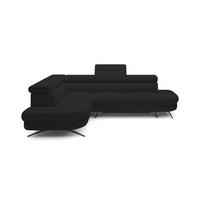 ECKSOFA OTIS L-förm, Schlaffunktion, verstellbare Kopfstützen, in AURORA-Stoff, lose Rückenkissen, freistehend, LINKS 218x276x97 cm Black - Schwarz, Holz/Textil (218/276cm) - DomoHome