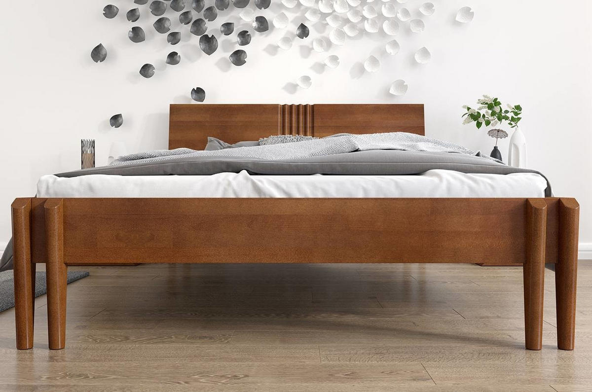 MASSIVHOLZBETT Poznan in Nussbaumfarbe, Buche-lackiert, 160x200 - Walnussfarben, Holz/Buchenholz (160/200cm) - Visby