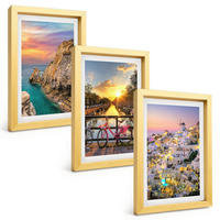 BILDER SET 3er Set - 20x30 cm Goldrahmen - Sonnenuntergang am Meer - Goldfarben, Kunststoff (20/30cm) - TULUP