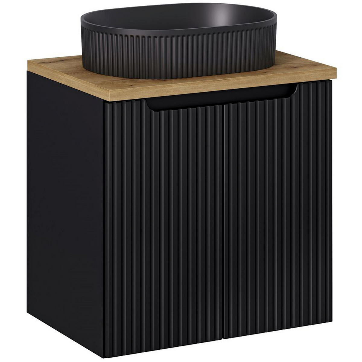 WASCHBECKENSCHRANK Newport-56 - Schwarz, Holzwerkstoff (60/60/40cm) - Lomado