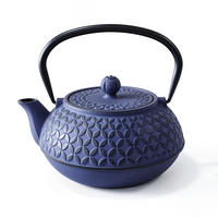 TEEKANNE Gusseisen Sabi 1000 ml - Dunkelblau, Metall (1L) - AROMELIO