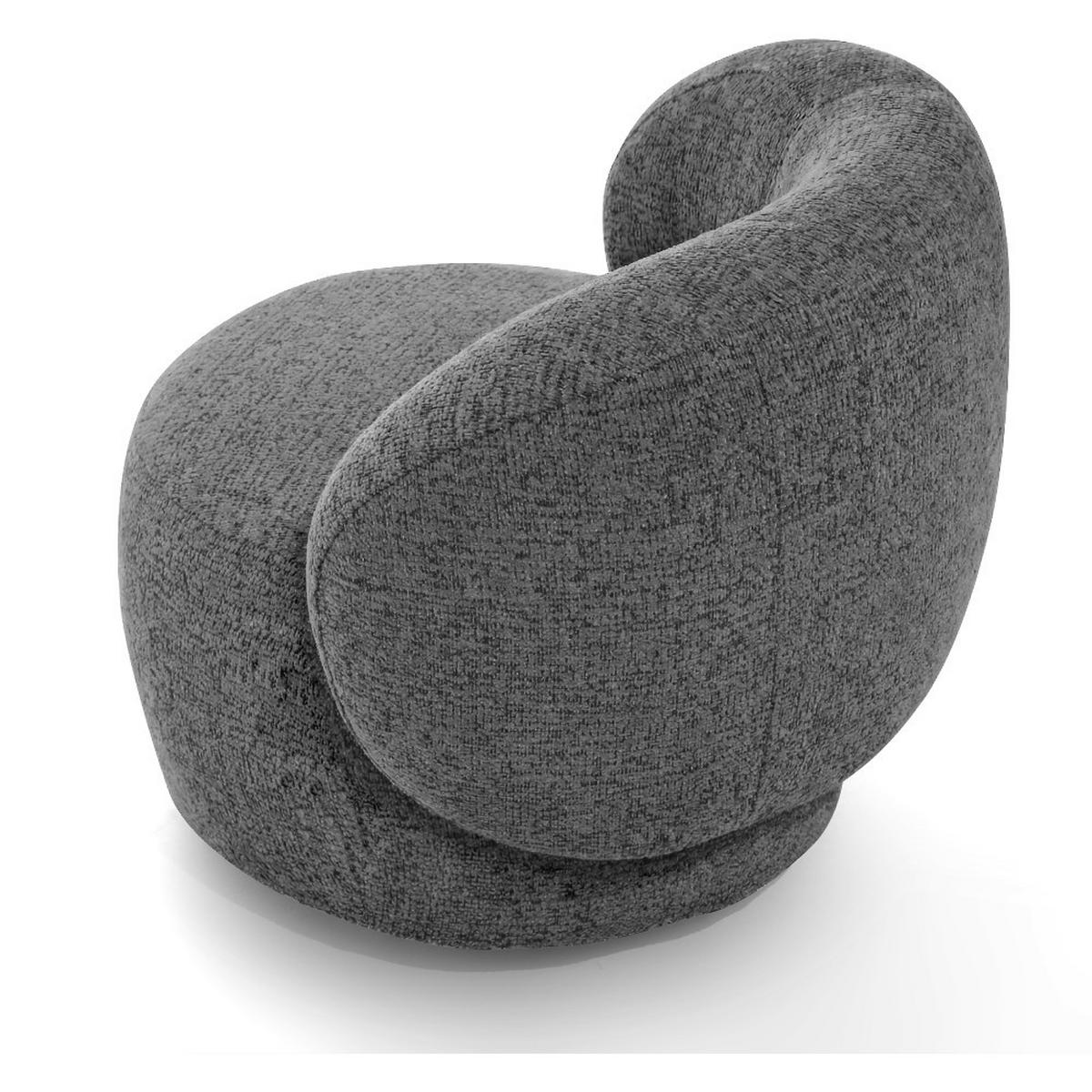 SESSEL Mao, Drehsessel mit runder Form, Dunkelgrau, Chenille-Stoff - Dunkelgrau, Textil (99/82/91cm) - Beautysofa