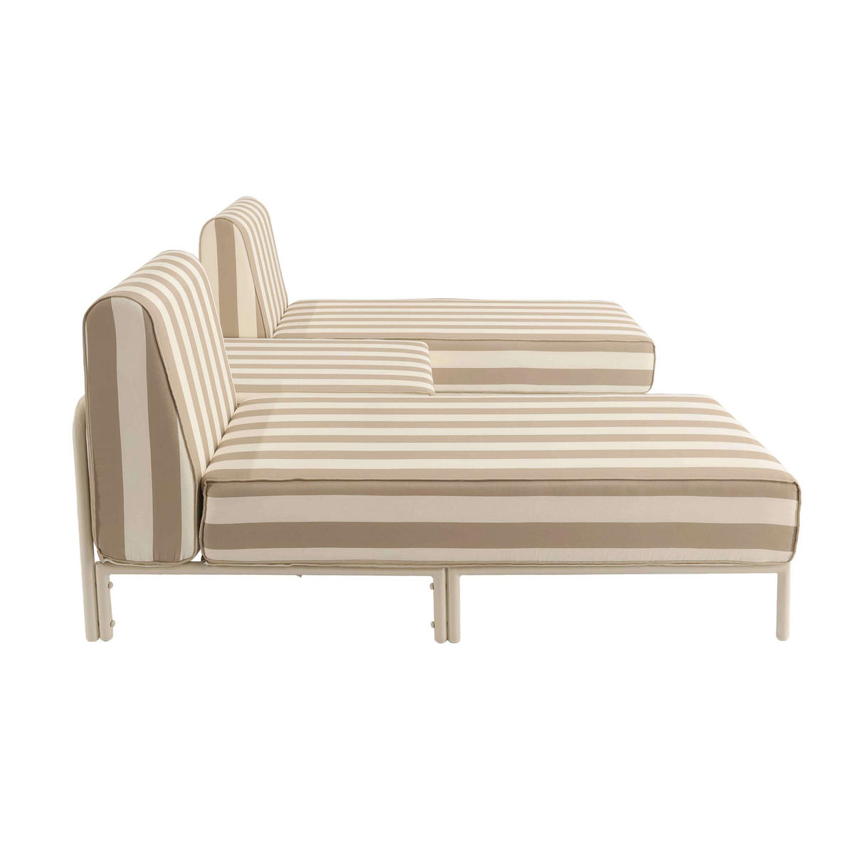 GARTENSOFA mit 3 Sitzplätzen, Beige - Beige, Metall - Oviala