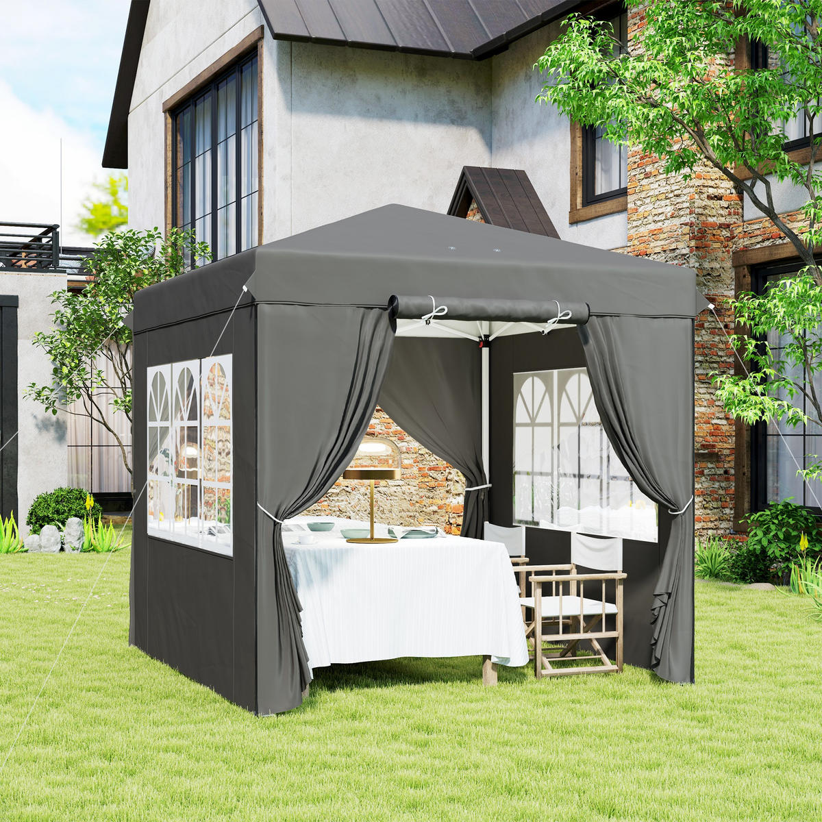 PAVILLON 2,5x2,5 cm - Dunkelgrau, Metall (250/268/250cm) - Outsunny