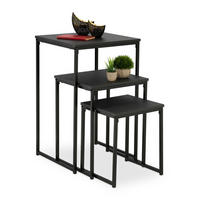 3XBEISTELLTISCH - Schwarz, Holzwerkstoff/Kunststoff (46/46/76cm) - Relaxdays