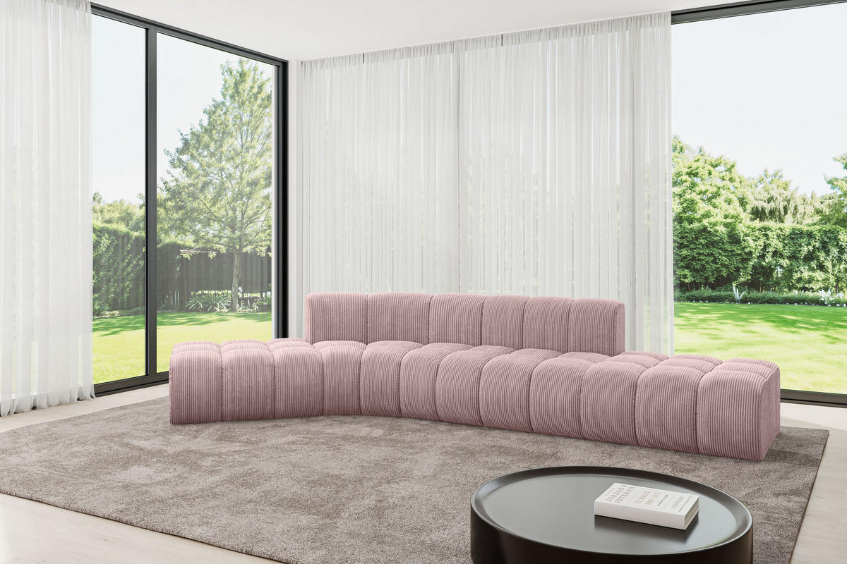 ECKSOFA modulares Sofa Solven-L1 - 380x174x70 cm Rosa - Rosa, Holzwerkstoff/Textil (380/174cm) - ALTDECOR