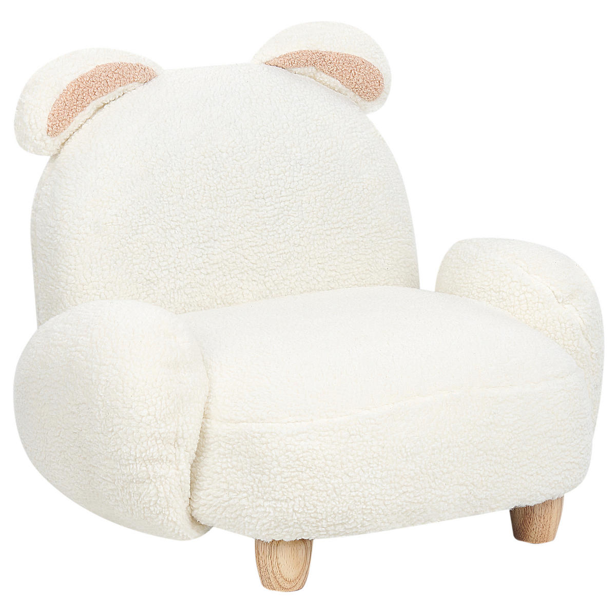 BARNFÅTÖLJ teddylook gräddvit djurform hare Kanna - Vit, Textil/Plast (65/45/51cm) - Beliani