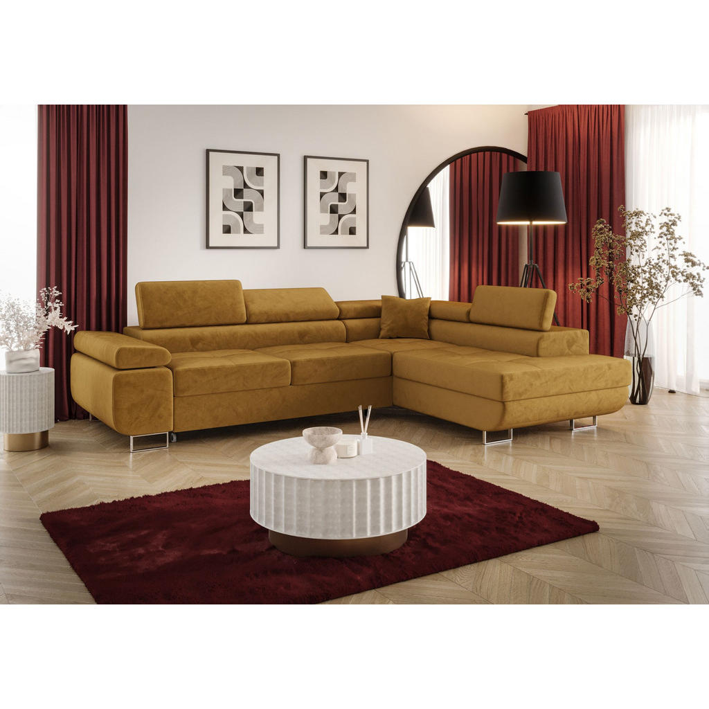 Thumbnail - Bedante Ecksofa, Currygelb, Textil, 275x200 cm, Wohnzimmer, Sofas & Couches, Wohnlandschaften, Ecksofas