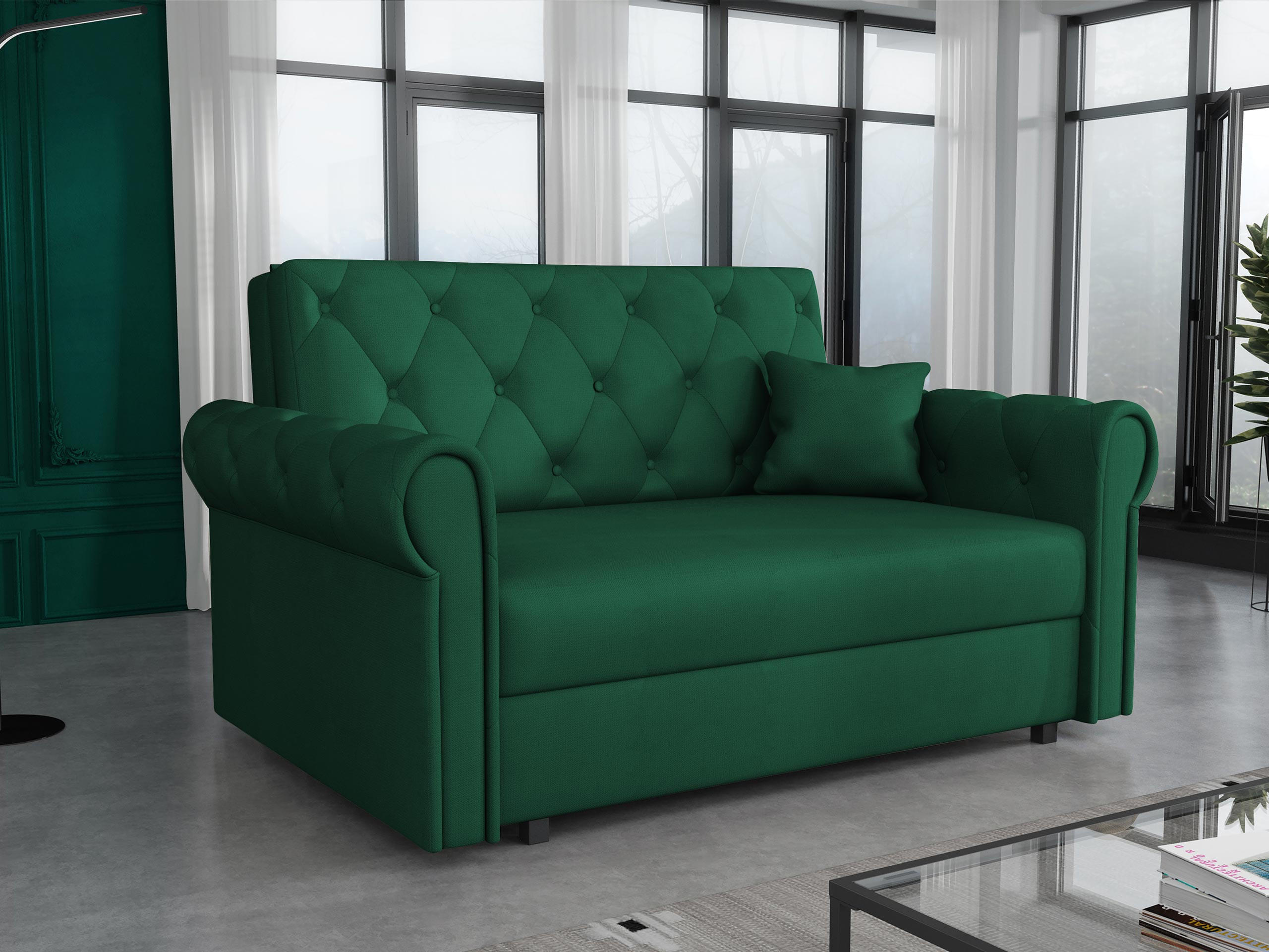 SCHLAFSOFA Viva Roma II - Smaragdgrün/Schwarz, Holz/Textil (148/85/98cm) - MIRJAN24