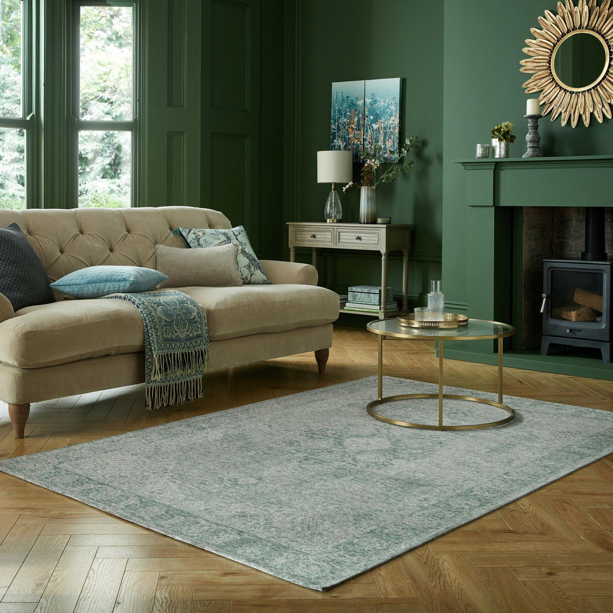 TEPPICH Vintage-Traditionell-Stil COQUET TARA, Grün 200x290 cm - Grün, Textil (200/290cm) - KADIMA DESIGN