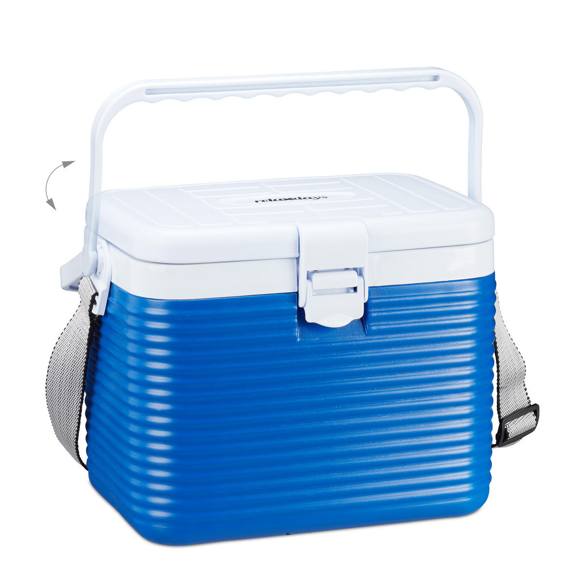KÜHLBOX Weiß Blau 8 l Tragegurt - Multicolor, Kunststoff (31/34cm) - Relaxdays