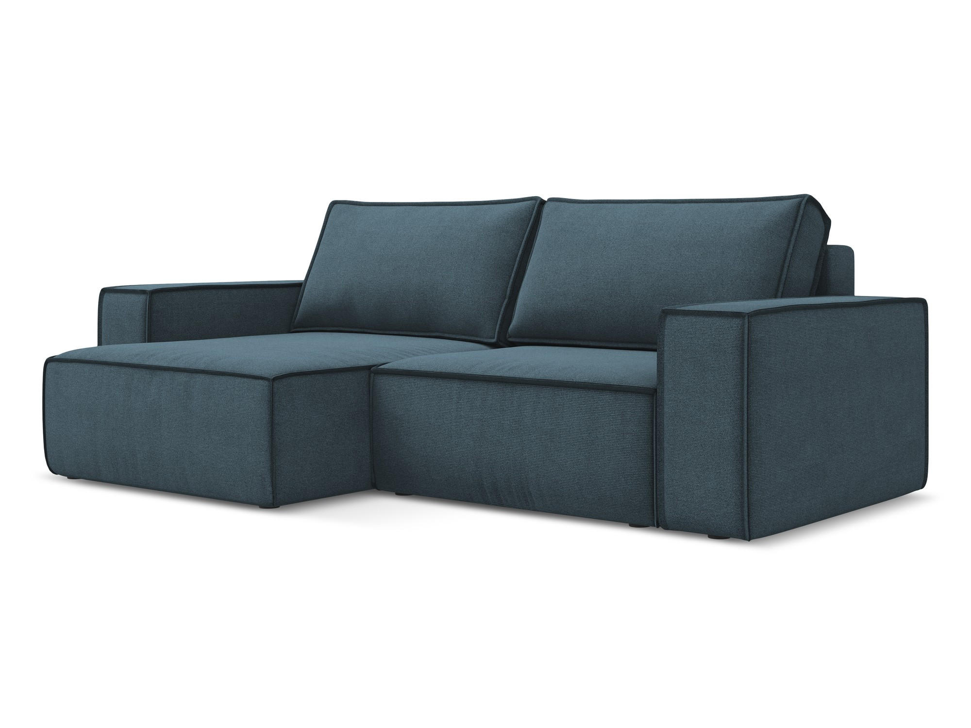 ECKSOFA mit Schlaffunktion Strukturstoff Stoff Blau - Blau/Blaugrau, Kunststoff/Textil (148/257cm) - Makamii