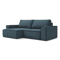 ECKSOFA mit Schlaffunktion Strukturstoff Stoff Blau - Blau/Blaugrau, Kunststoff/Textil (148/257cm) - Makamii