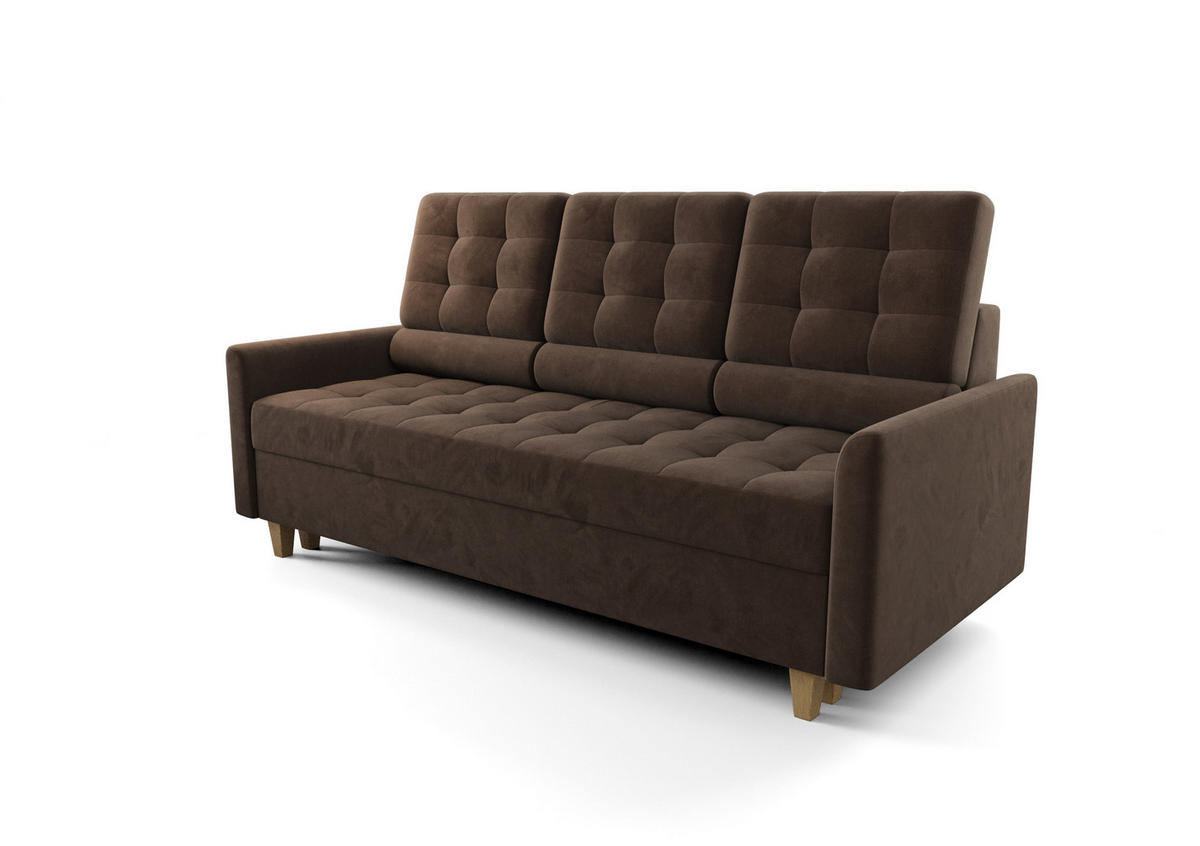SCHLAFSOFA KONGO 03, Sofa mit Schlaffunktion, Farbe: Dunkelbraun, Velourstoff - Dunkelbraun, Textil (215/103/96cm) - O-Sofa