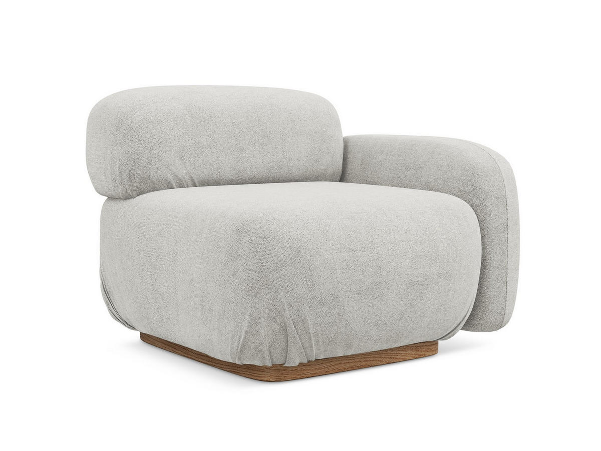 SOFAELEMENT Rechts Bouclé Stoff Grau - Silberfarben/Braun, Holz/Textil (95/73/95cm) - Makamii
