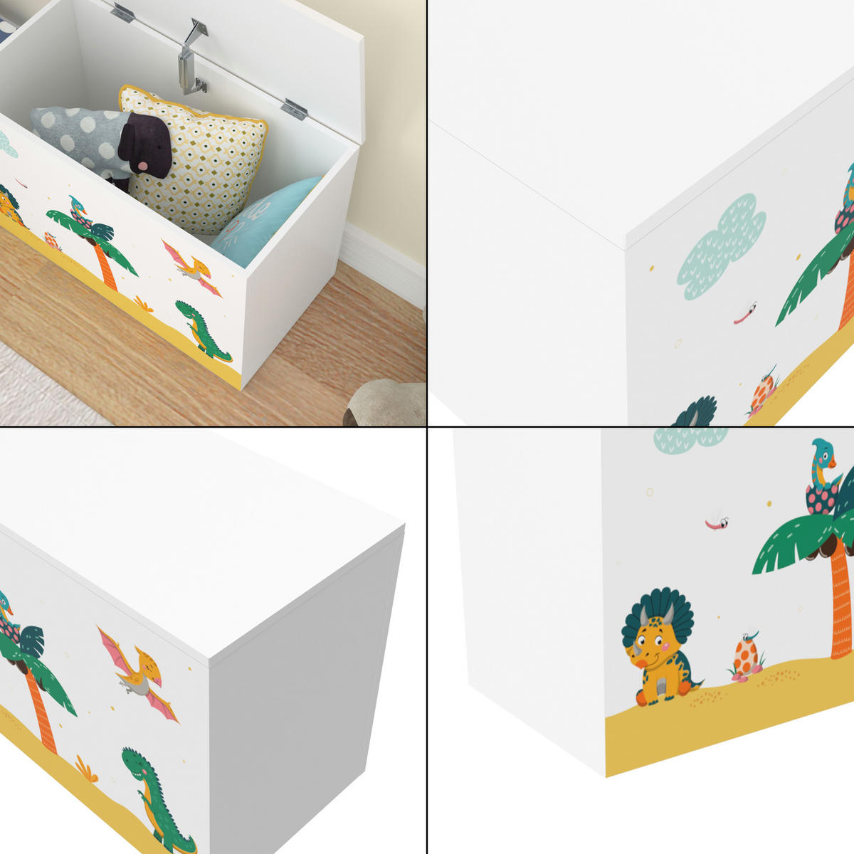 HRACÍ PŘÍSTROJ Oleiros - bílá/zelená barva, kompozitní dřevo (60/30cm) - [en.casa]