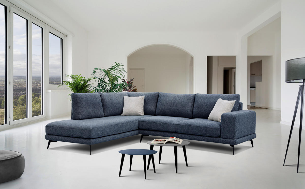 ECKSOFA MEDIOLANE 5-Sitzer, dunkelblau - Dunkelblau, Holzwerkstoff/Textil (219/282cm) - Courtois Laville