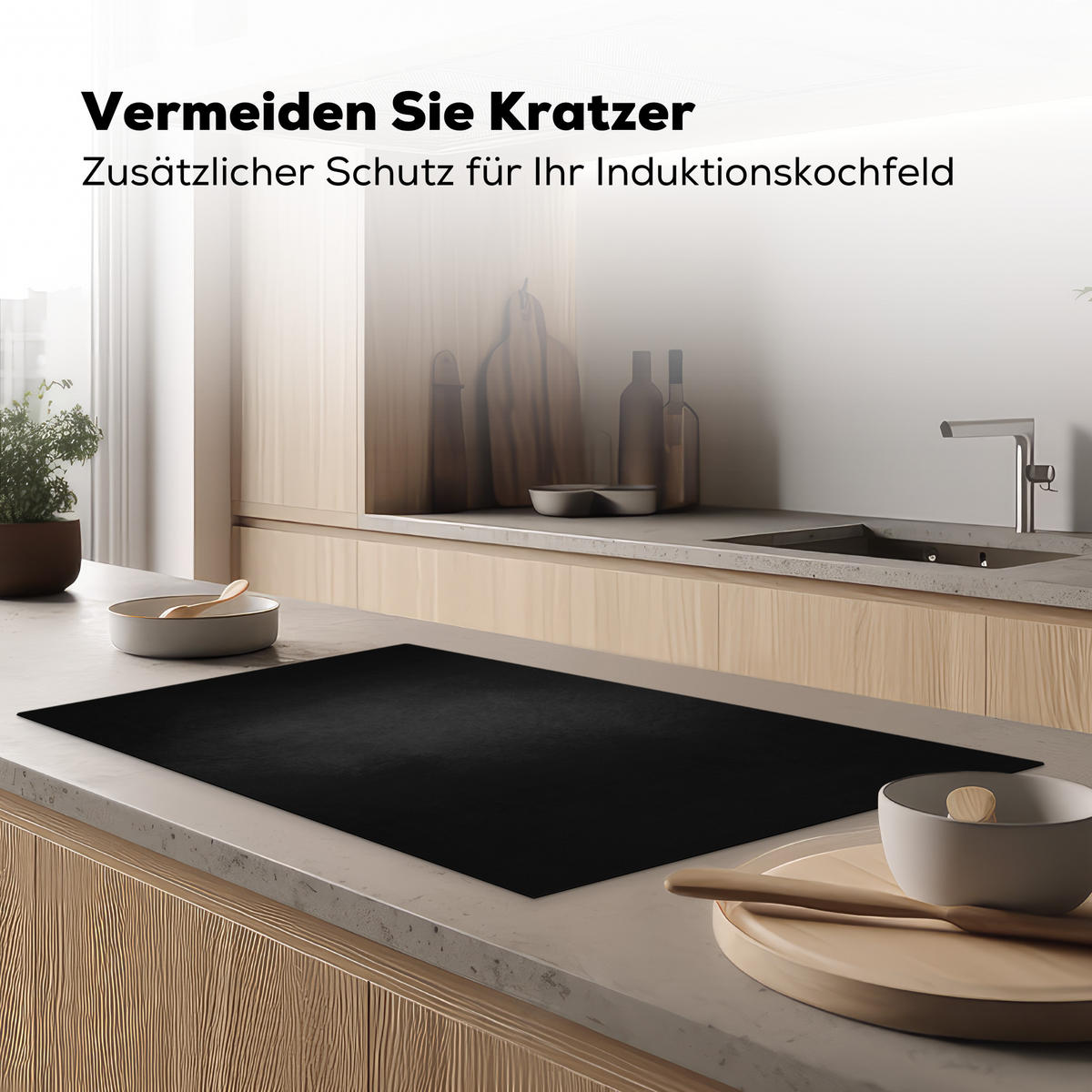 HERDABDECKPLATTE Beton - Schwarz - Grau - Strukturiert - Industriell 91x52 cm - Graphitfarben, Kunststoff (91.2/0.2/52cm) - MuchoWow