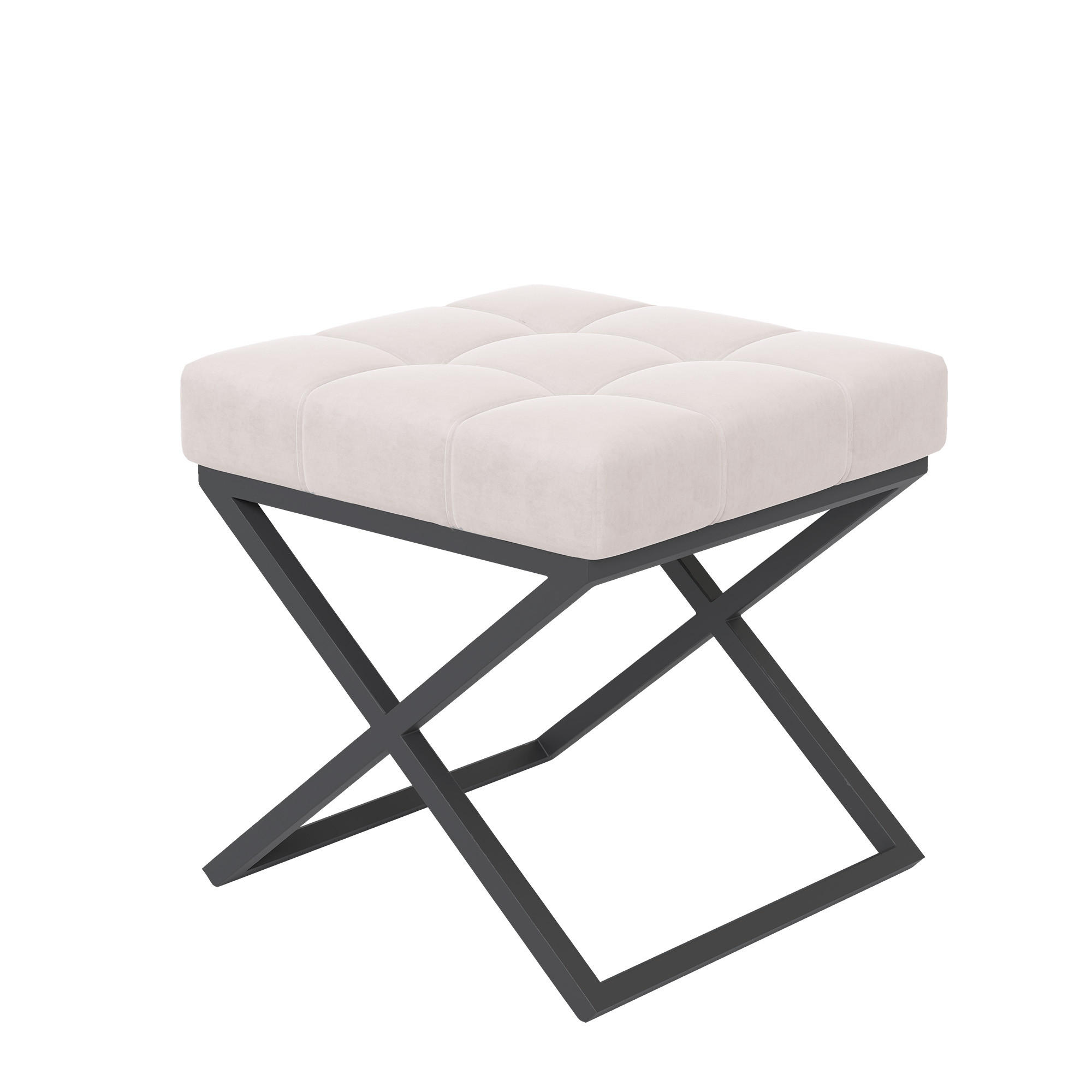 HOCKER LIND 45/45/45 cm, Schwarz / Hellbeige - Sandfarben/Schwarz, Textil/Metall (45/45/45cm) - Idohome