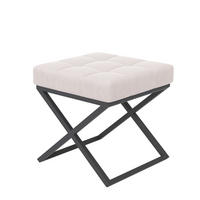 HOCKER LIND 45/45/45 cm, Schwarz / Hellbeige - Sandfarben/Schwarz, Textil/Metall (45/45/45cm) - Idohome