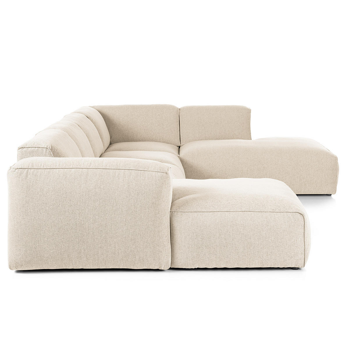 WOHNLANDSCHAFT mit Longchair - Beige/Schwarz, Kunststoff/Textil (325/71/235cm) - home24