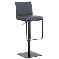 BARHOCKER Carin Kunstleder Grau Schwarz - Grau, Leder/Metall (42/86/44cm) - DELUKE