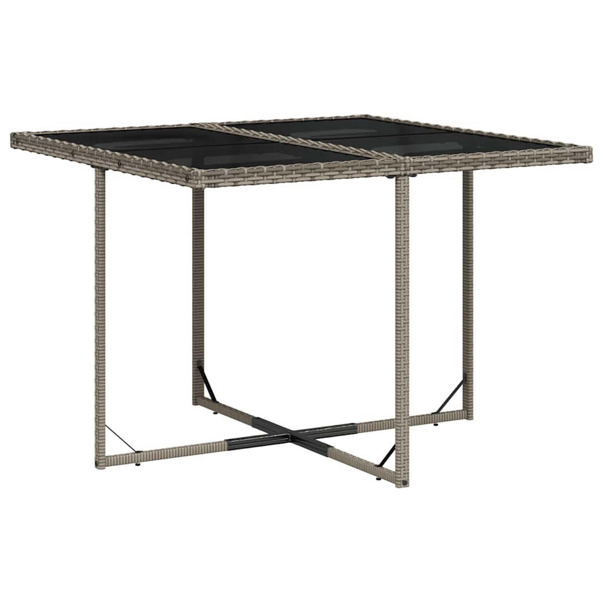 GARTEN-ESSGRUPPE 5Er Set Mit Kissen Grau Poly Rattan - Grau, Kunststoff - vidaXL