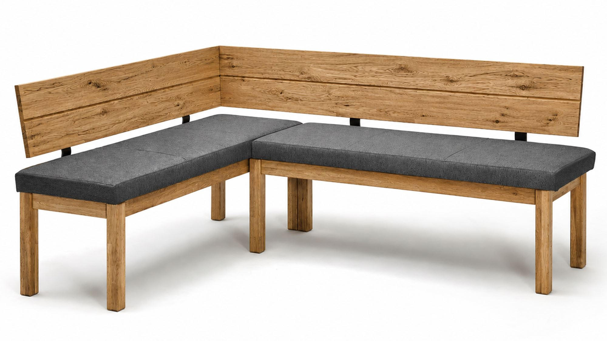 ECKBANK Danny 1 für 5 Personen Massivholz + Microfaser Wildeiche/Grau - Wildeiche/Grau, Holz (155/194cm) - 58aufmkessel