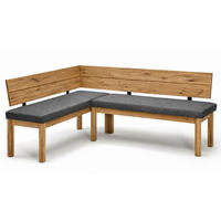 ECKBANK Danny 1 für 5 Personen Massivholz + Microfaser Wildeiche/Grau - Wildeiche/Grau, Holz (155/194cm) - 58aufmkessel