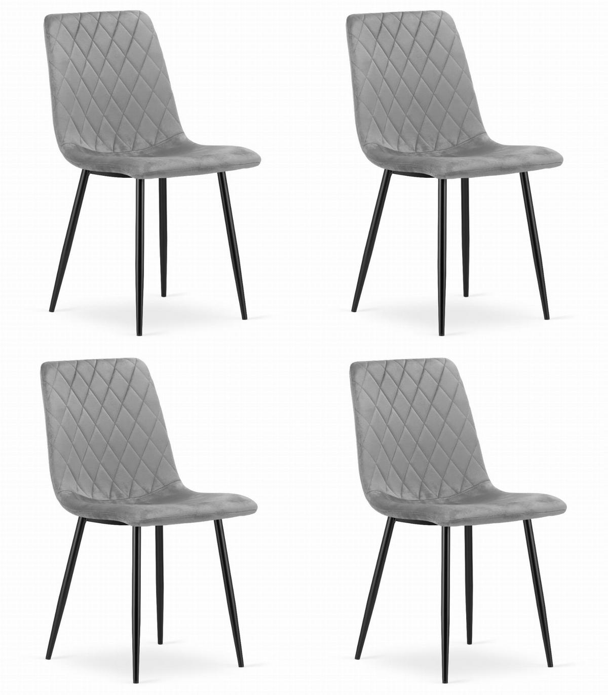 ESSZIMMERSTUHL 4-er Set TURIN hellgrauer Sitz - Hellgrau, Textil (44.5/88.5/53cm) - Valora