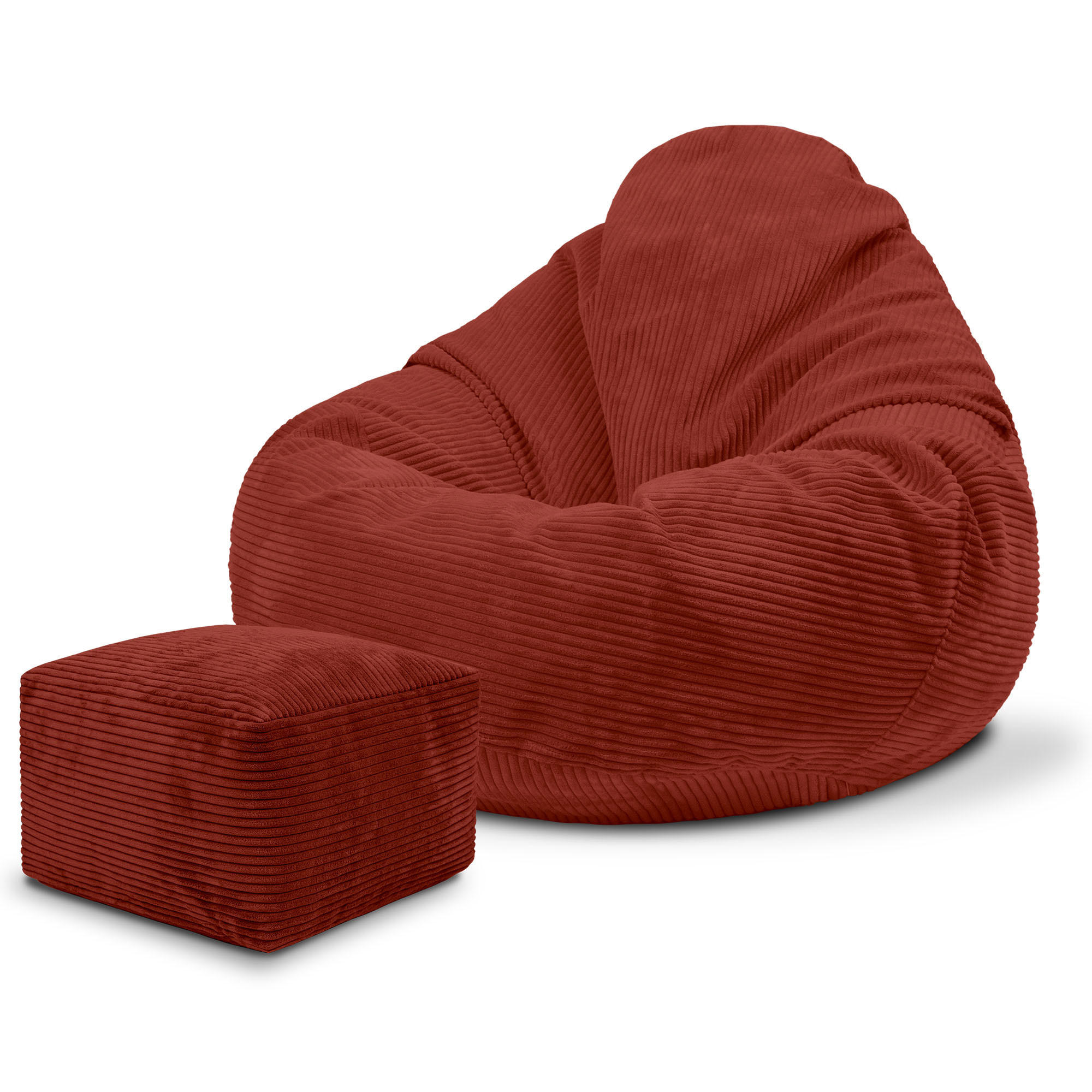 SITZSACK PARADISE MIT FUßSTÜTZE Kordsamt 2-tlg Fired Brick S - Bordeaux, Textil (70/70/70cm) - Dreamroots