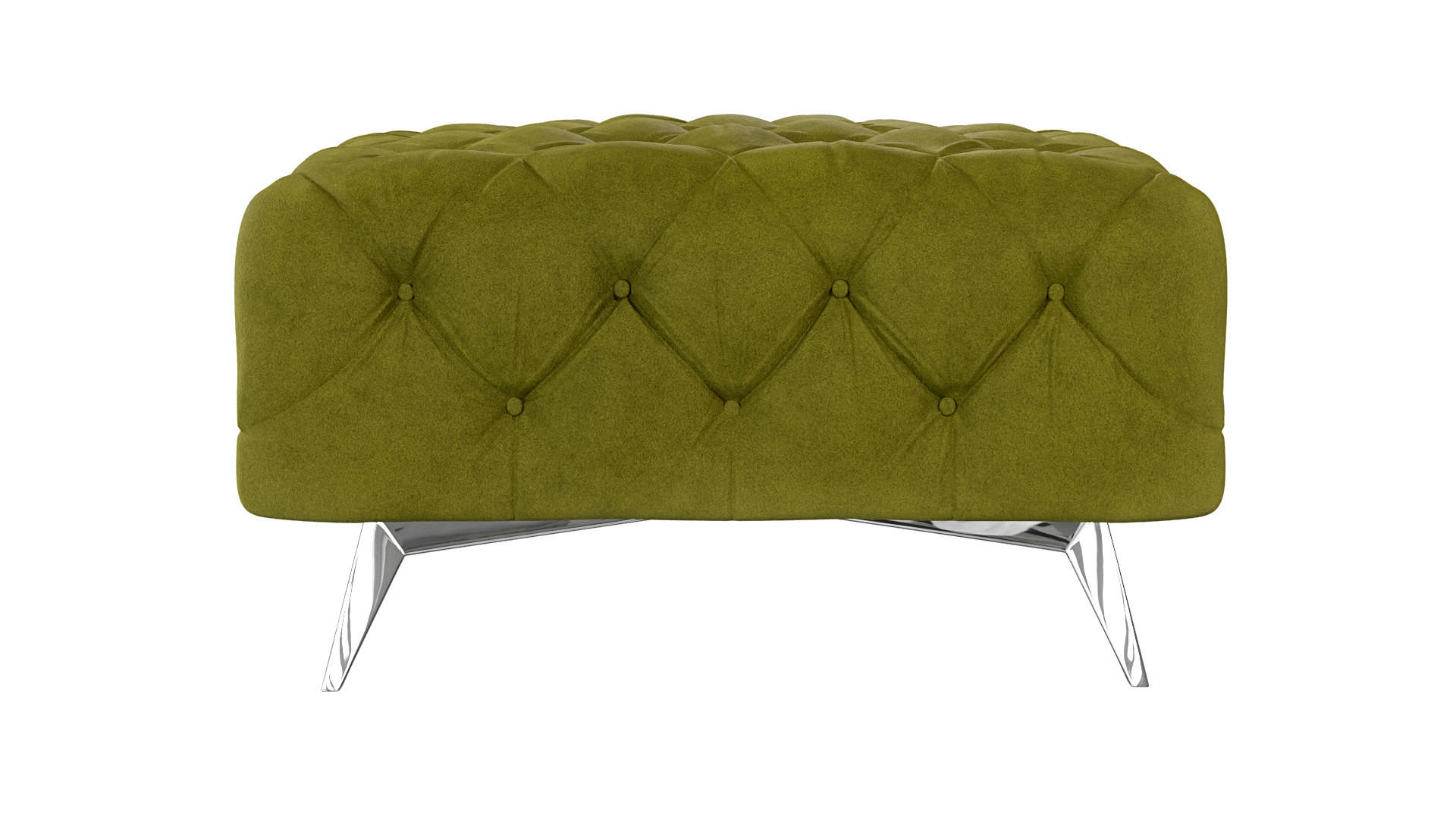 HOCKER Chesterfield Laura Olive Samt - Silberfarben/Olivgrün, Holz/Textil (80/45/80cm) - S-Style Möbel