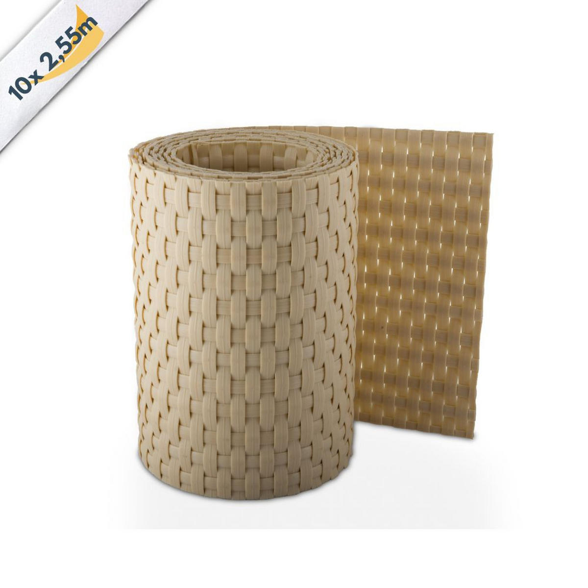 SICHTSCHUTZSTREIFEN Rattan für Doppelstabmatten UV-beständig Beige 10x 2,55m - Beige, Kunststoff (2550/19cm) - ZAUN|ZU