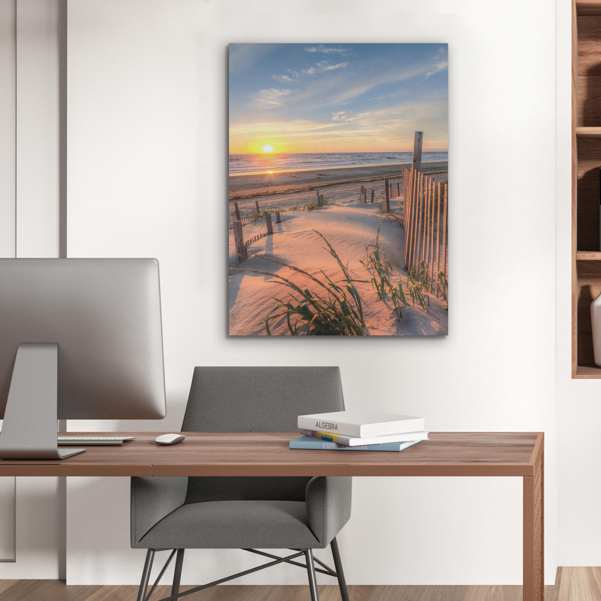 AKUSTIKPANEEL Strand - Meer - Düne - Sonnenuntergang - Landschaft 60x80 cm - Beige, Textil (60/0.9/80cm) - MuchoWow