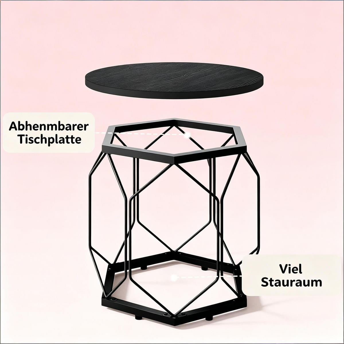 COUCHTISCH 2er-Set Black 50/50/45 cm - Schwarz, Metall (50/50/45cm) - PANGIVO