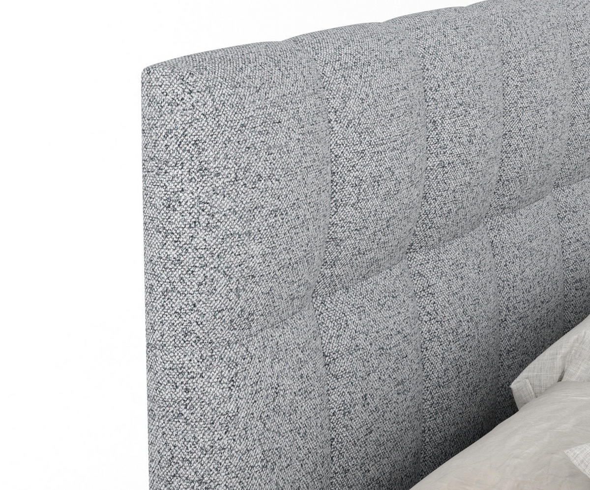 BOXSPRINGBETT Elisio Grau 180/200 cm mit Latex-Topper - Silberfarben/Grau, Holz/Holzwerkstoff (180/200cm) - Maison de Reve