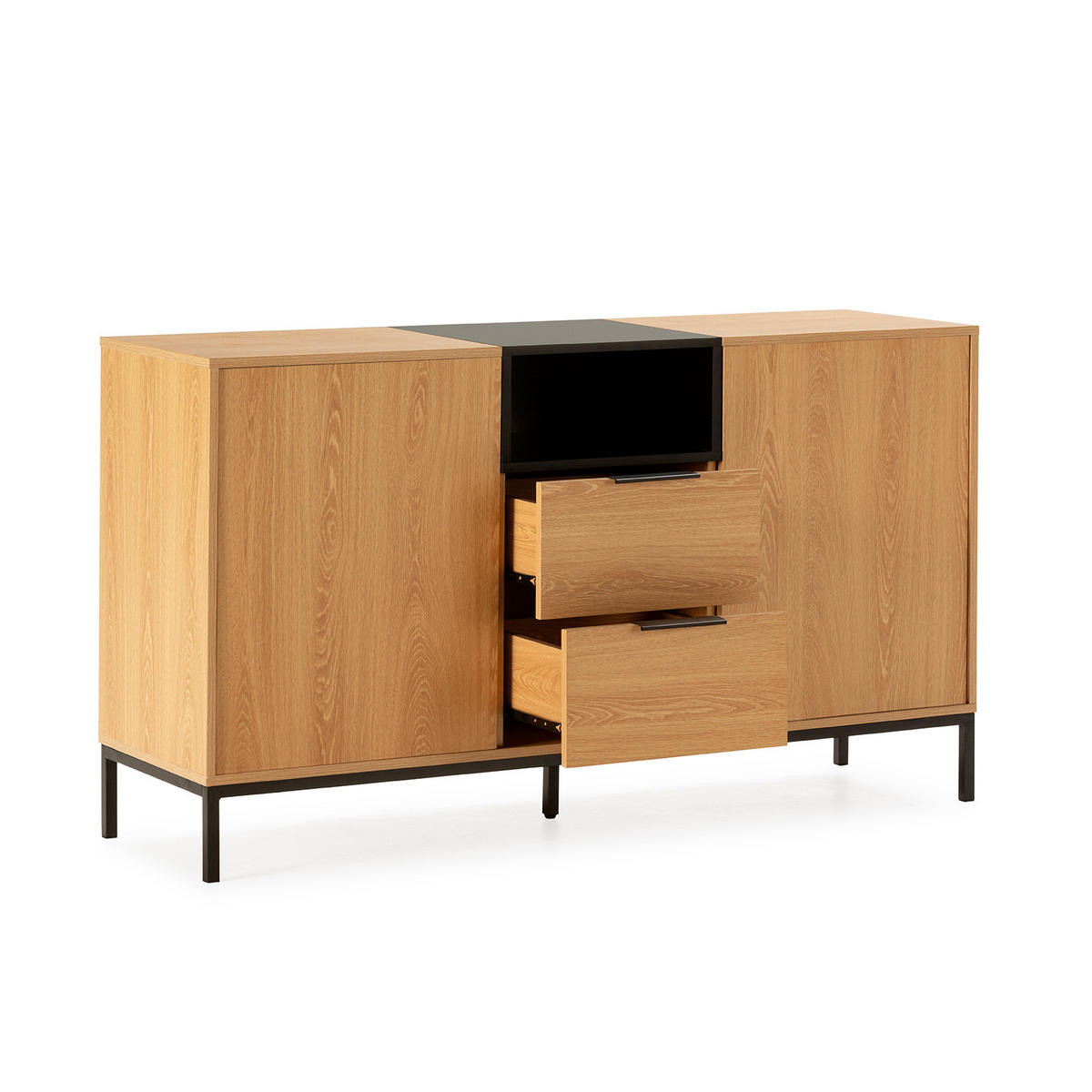 SIDEBOARD Nieve 2 türen 2 schubladen Eichenfarbe - Honigeiche, Holzwerkstoff (140/80/40cm)