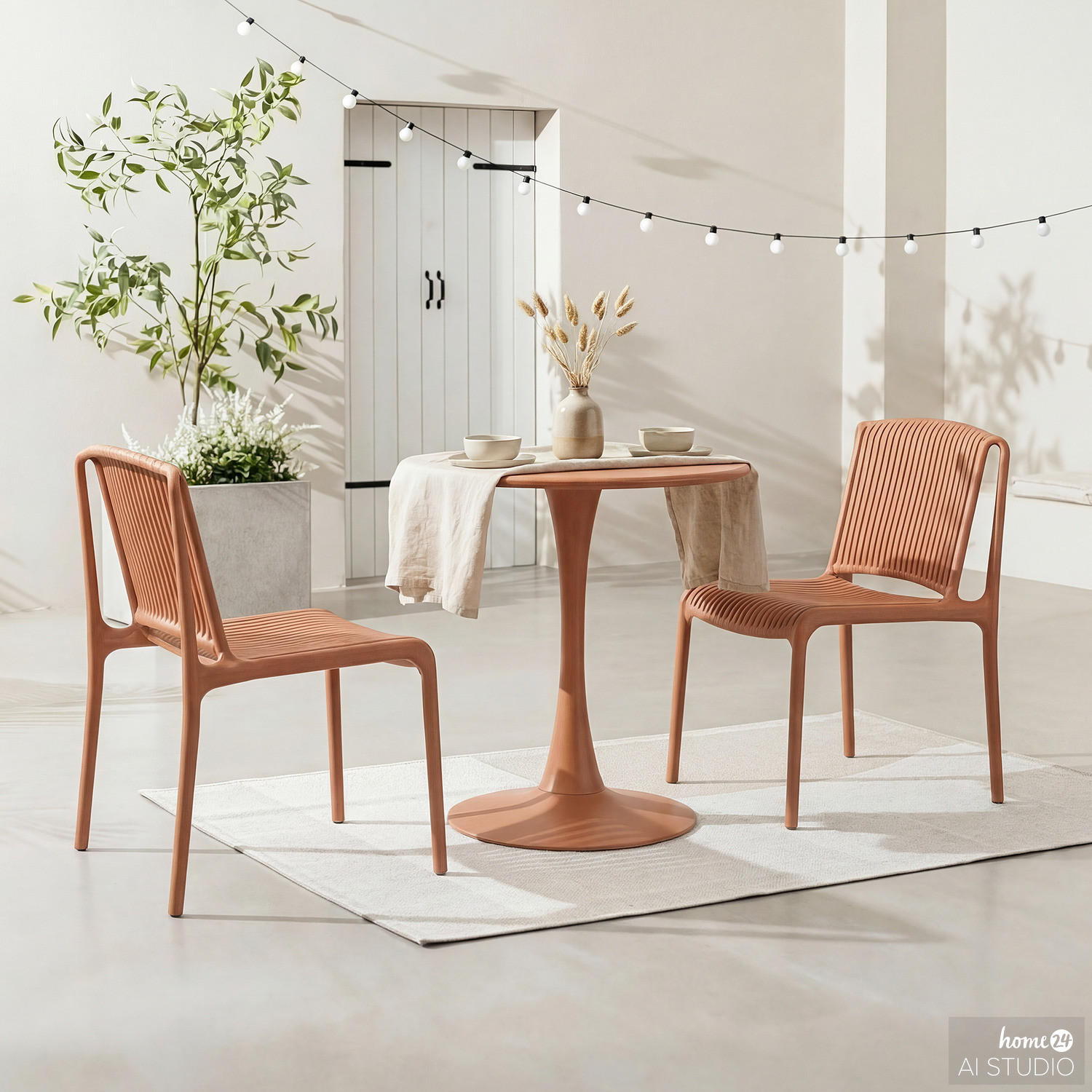 GARTENSITZGRUPPE - 3-teilig - Stahl / Polypropylen - Terracotta, Kunststoff/Metall - home24