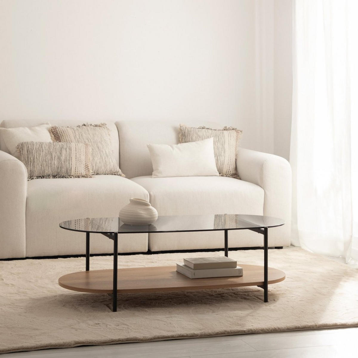 COUCHTISCH FESTER Casil Zweifarbig 120 cm x 40 cm - Multicolor, Glas (55/120/40cm) - Klast Home