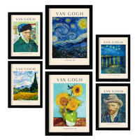 POSTER Set Mit 6 Van Gogh Malergalerie A3 & A4 Schwarzer Rahmen - Schwarz, Papier (29/3cm) - Nacnic