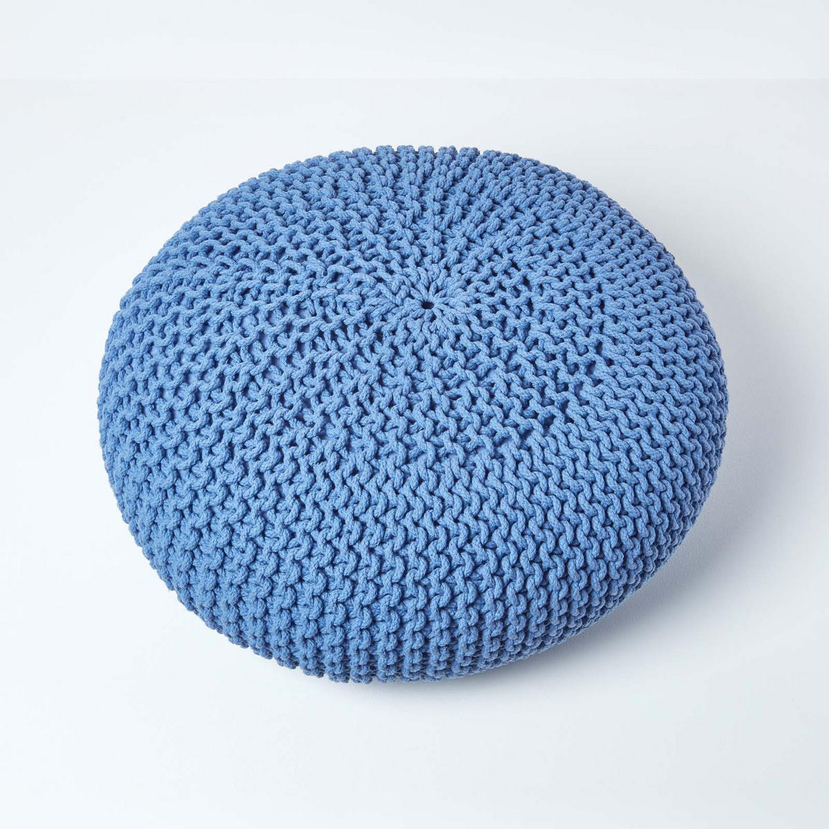 STRICK-POUF blau, Bodenkissen rund 70/70/23 cm - Blau, Textil (70/23/70cm) - Homescapes