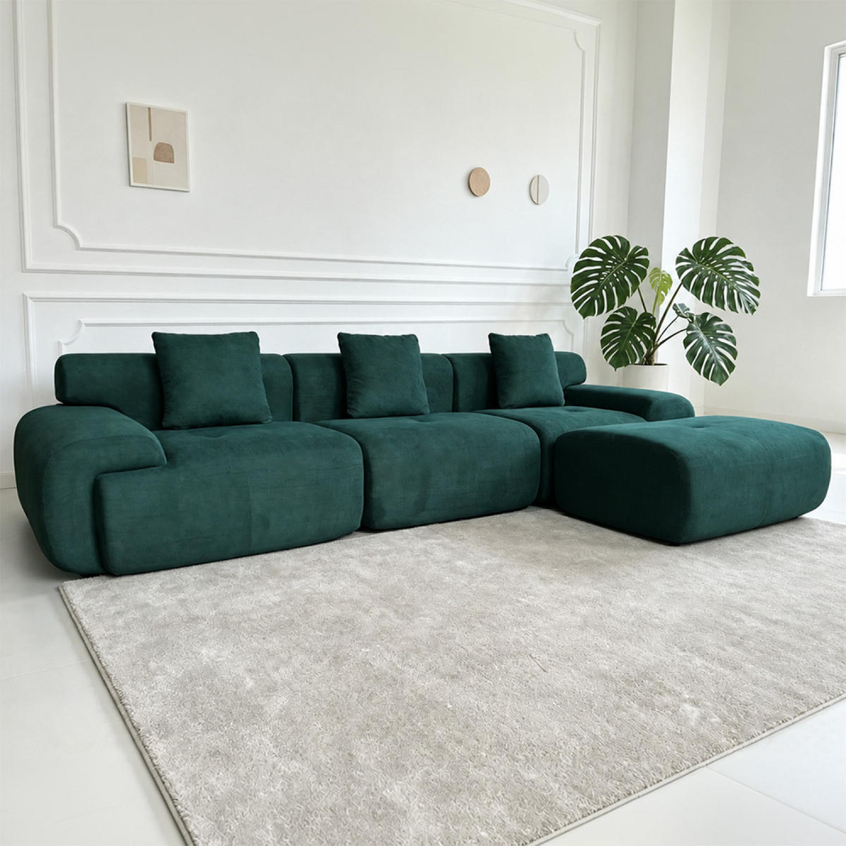 ECKSOFA Sheffield Grün 4/5-Sitzer Cord Modulbar - Grün, Kunststoff (312/104cm) - Concept Usine