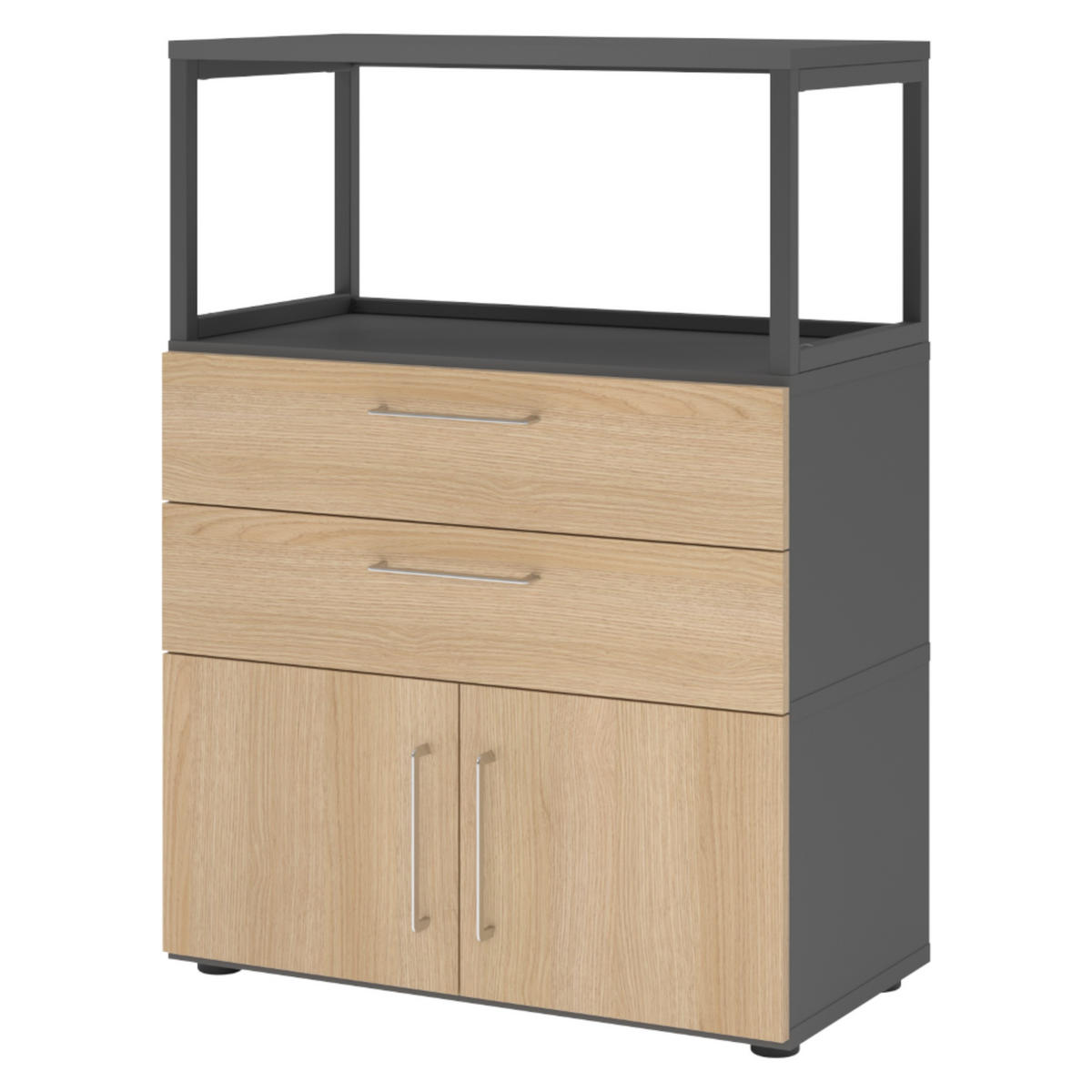 AKTENSCHRANK mittel Regal mit Schubladen 41,7/80/110 cm in Graphitfarben/Eichefarben - Eichefarben/Graphitfarben, Holzwerkstoff (80/110/41.7cm) - bümö