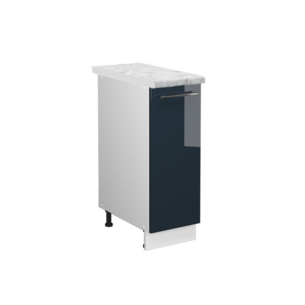 APOTHEKERUNTERSCHRANK Fame-Line Dunkelblau Hochglanz 30 cm, AP Marmor - Weiß/Dunkelblau, Holzwerkstoff (30/82/60cm) - Vicco