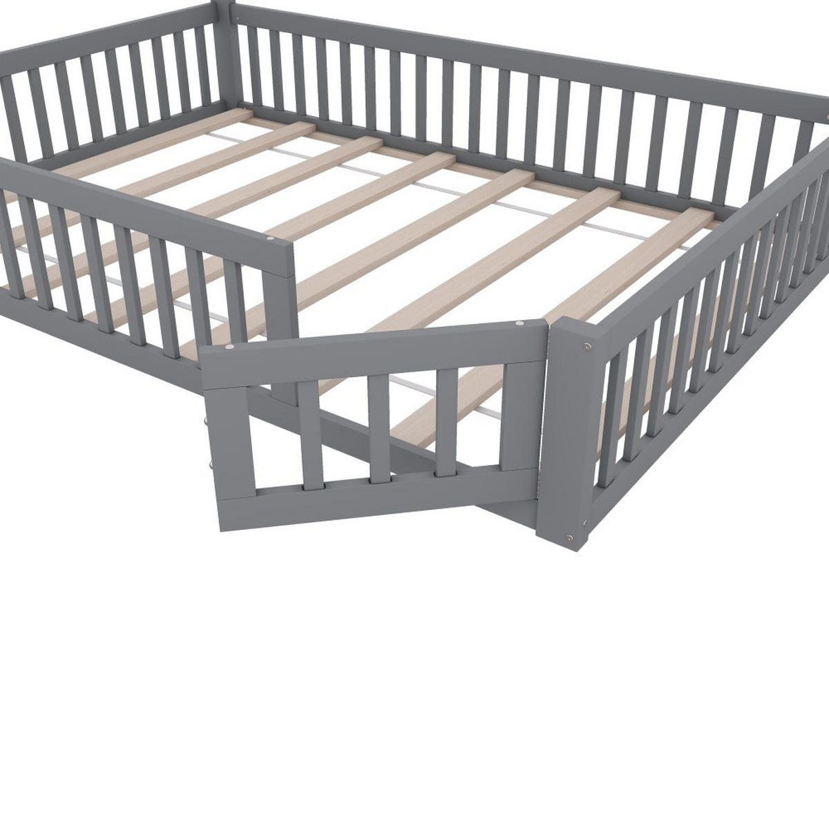 HAUSEBETT 140 x 200 cm mit Lattenrost in Grau - Grau, Holz (140/200cm) - KOMHTOM
