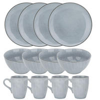 GESCHIRRSET (12-tlg.) - Grau, Keramik (30/29/45cm) - Intirilife
