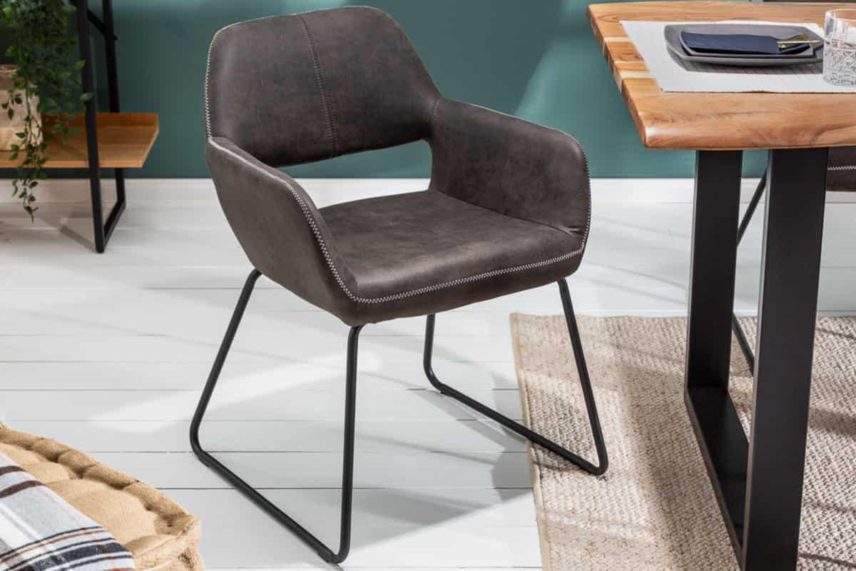 STUHL MUSTANG Microfaser Grau 80 cm - Schwarz/Grau, Textil/Metall (57/77/61cm) - riess-ambiente