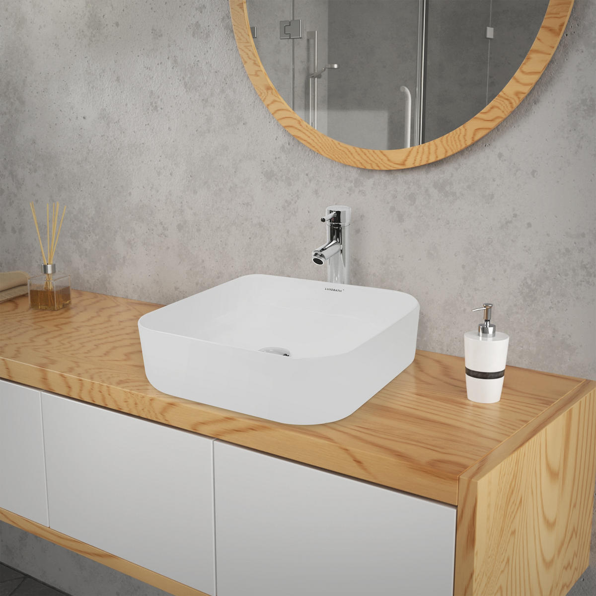 WASCHBECKEN - Weiß, Keramik (39/14/39cm) - LuxeBath